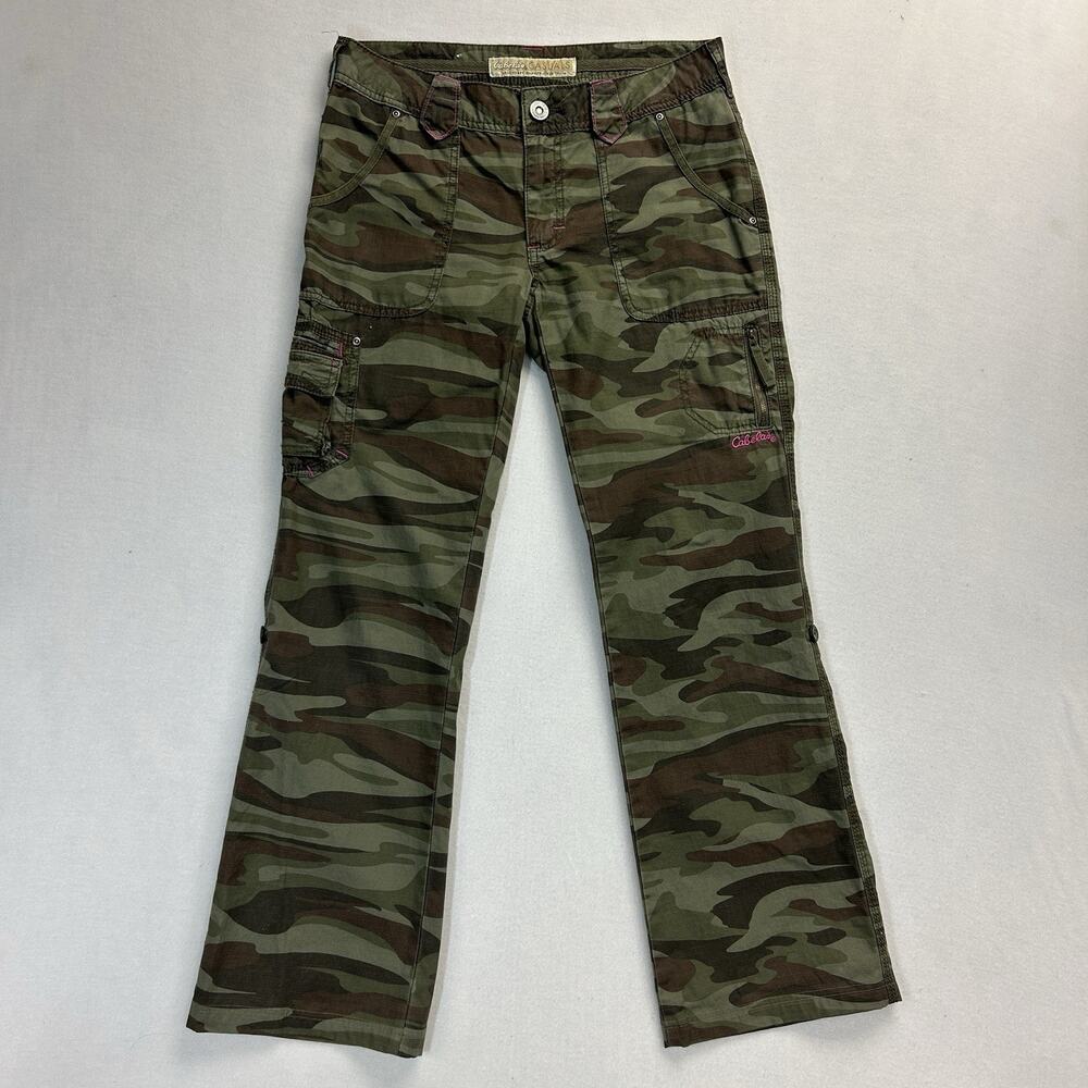 Cabela's Y2k Hiking Pants Women's Size 6 Green Army Camouflage Casual Chino Boot